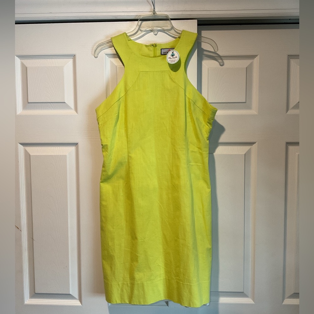 NWT CK Bradley Beachcomber Dress Citron Limd Green Cotton Summer Party Spring,